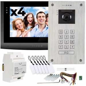 Wideodomofon dwużyłowy Vidos 2IP na 4 monitory M200B + S204 Podczerwień MicroSD